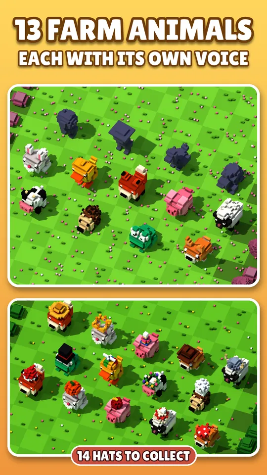 13 farm animals and 14 hats